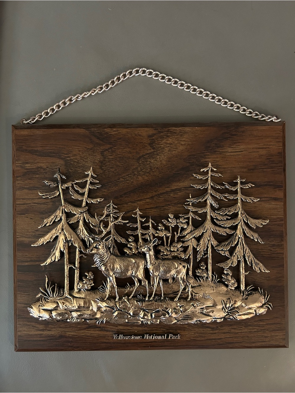 Yellowstone National Park Deer Woodland Wall Plaque - Brown & Gold